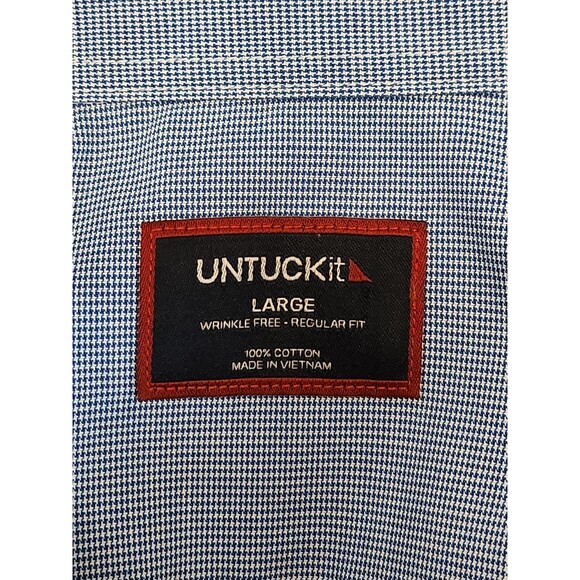 UNTUCKit Shirt Men's L Blue Long Sleeve Button Down Wrinkle Free Cadetto - Picture 4 of 6